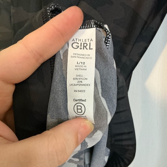 Athleta Girl Black Camouflage Hooded Top - Picture 2 of 6